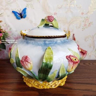 BÌNH HOA TULIP THỦ CÔNG ĐẮP NỔI